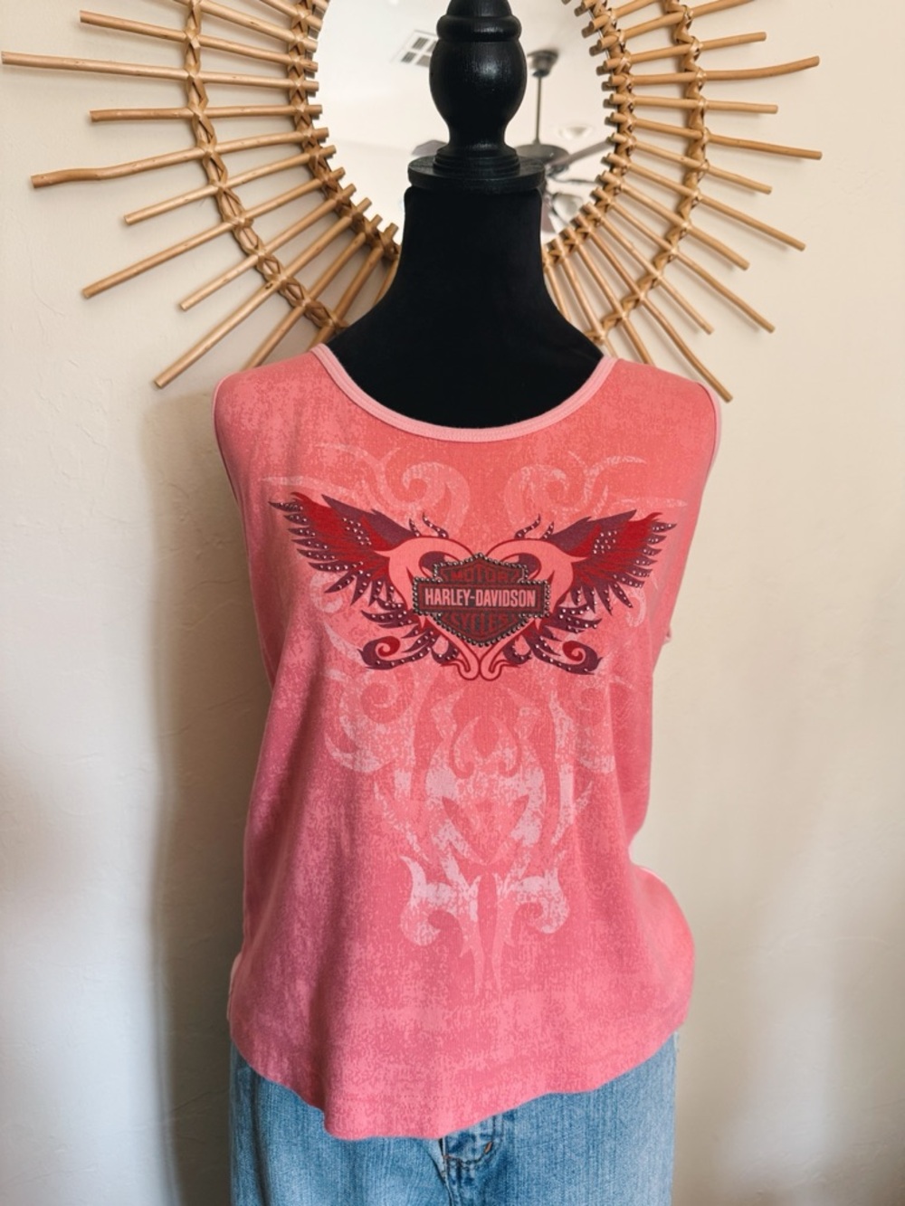 Harley-Davidson Women's Coral Pink Graphic Tank Top